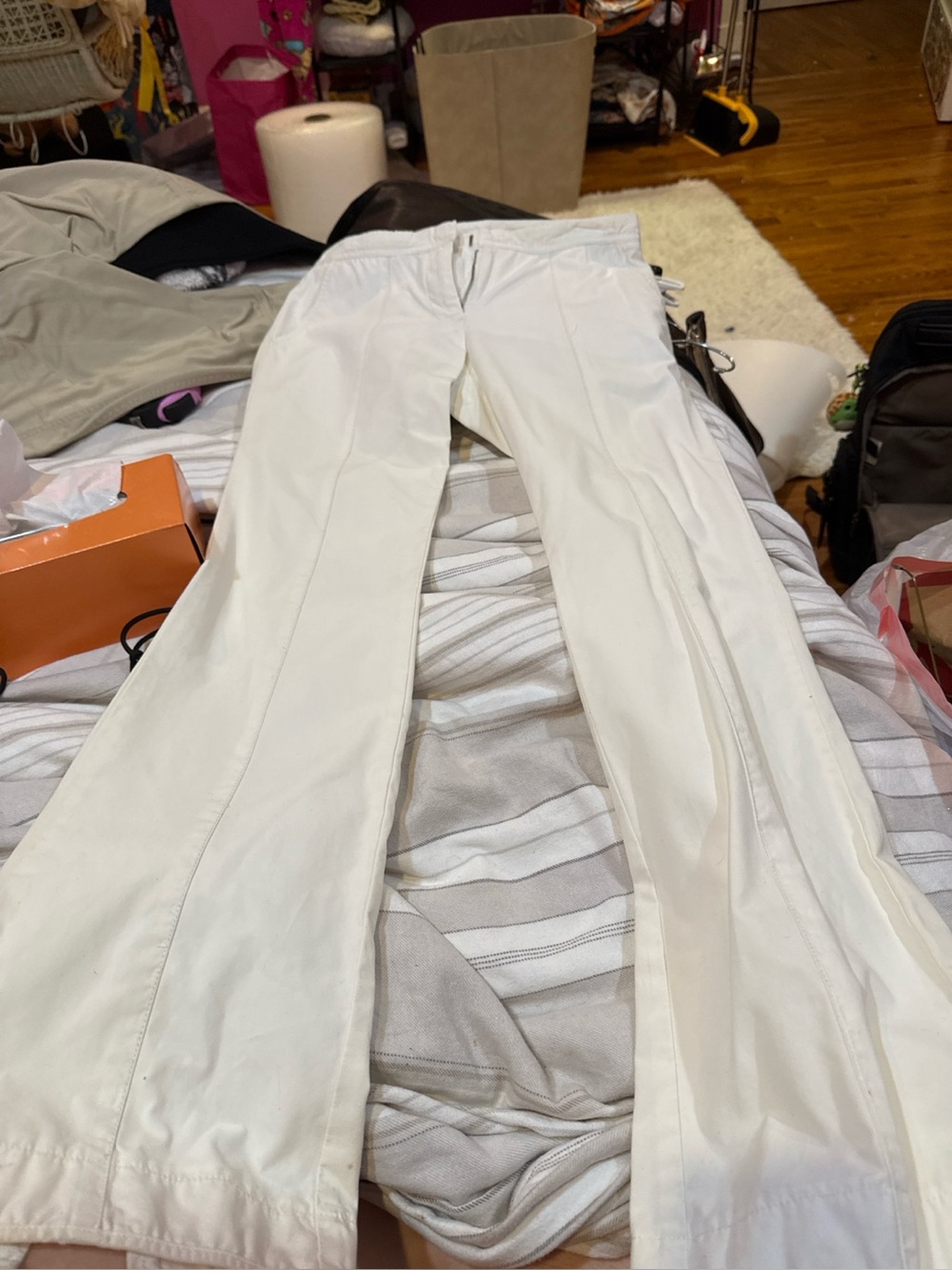 BCBG White Wide-Leg Jeans